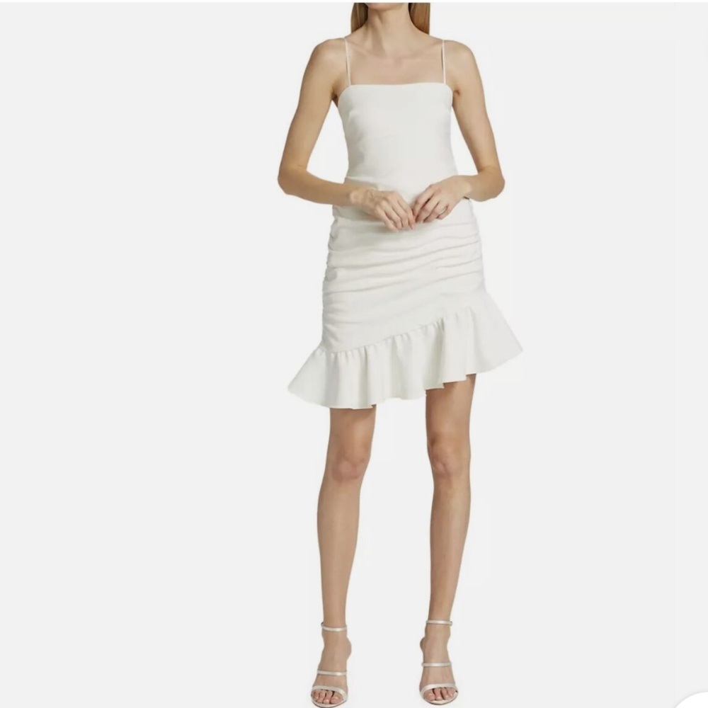Cinq a Sept White Lilith Ruched Minidress